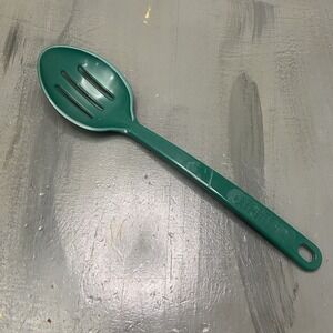 Vintage ULTRATEMP Green Slotted Cooking Spoon Robinson Knife Co. USA Made 11.5"